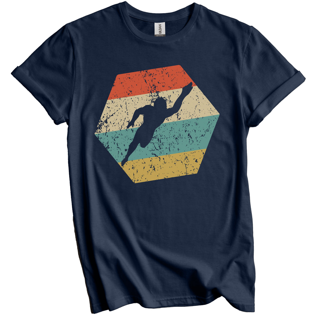 Swimming Retro Distressed Hexagon Swimmer T-Shirt