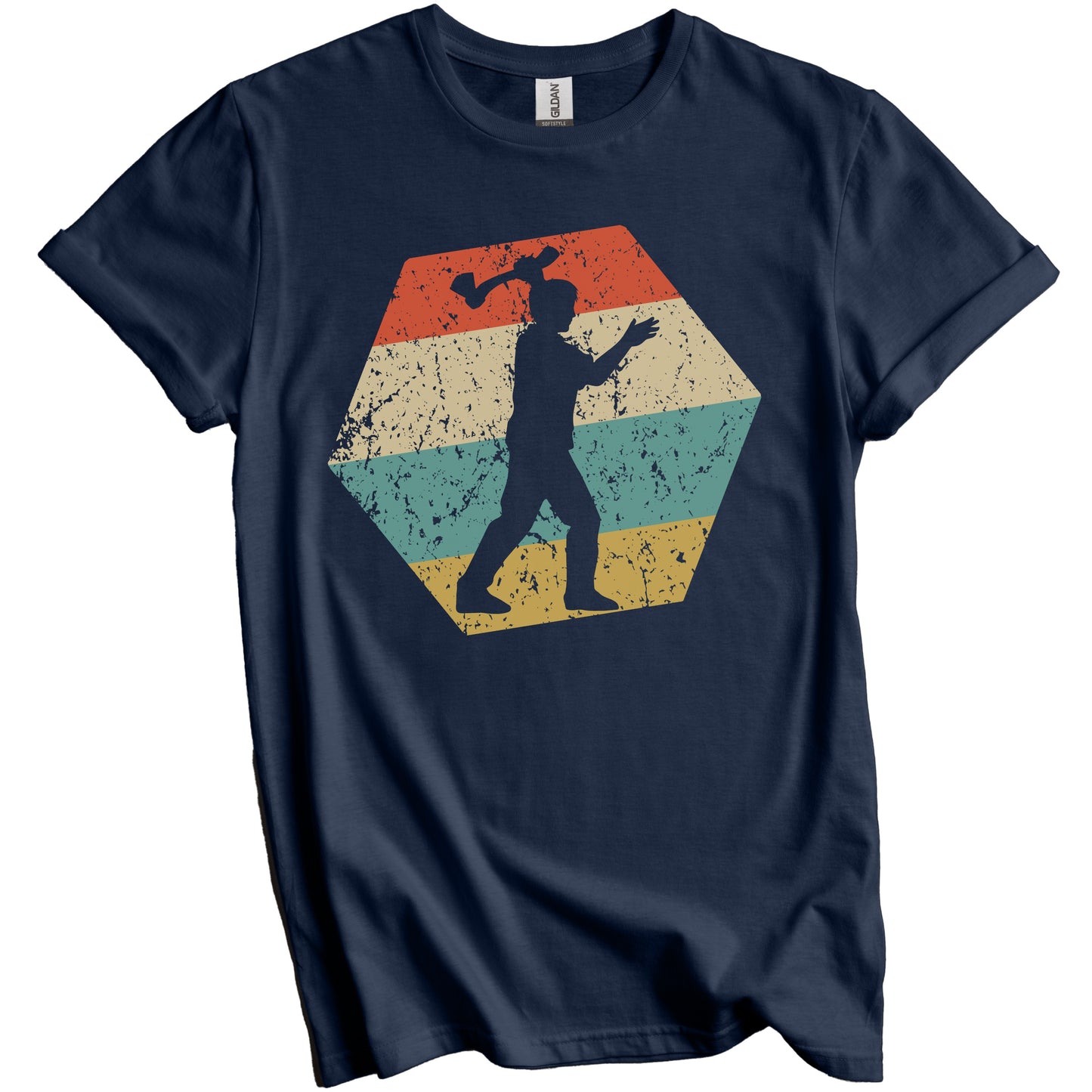Axe Throwing Retro Distressed Hexagon Axe Thrower T-Shirt