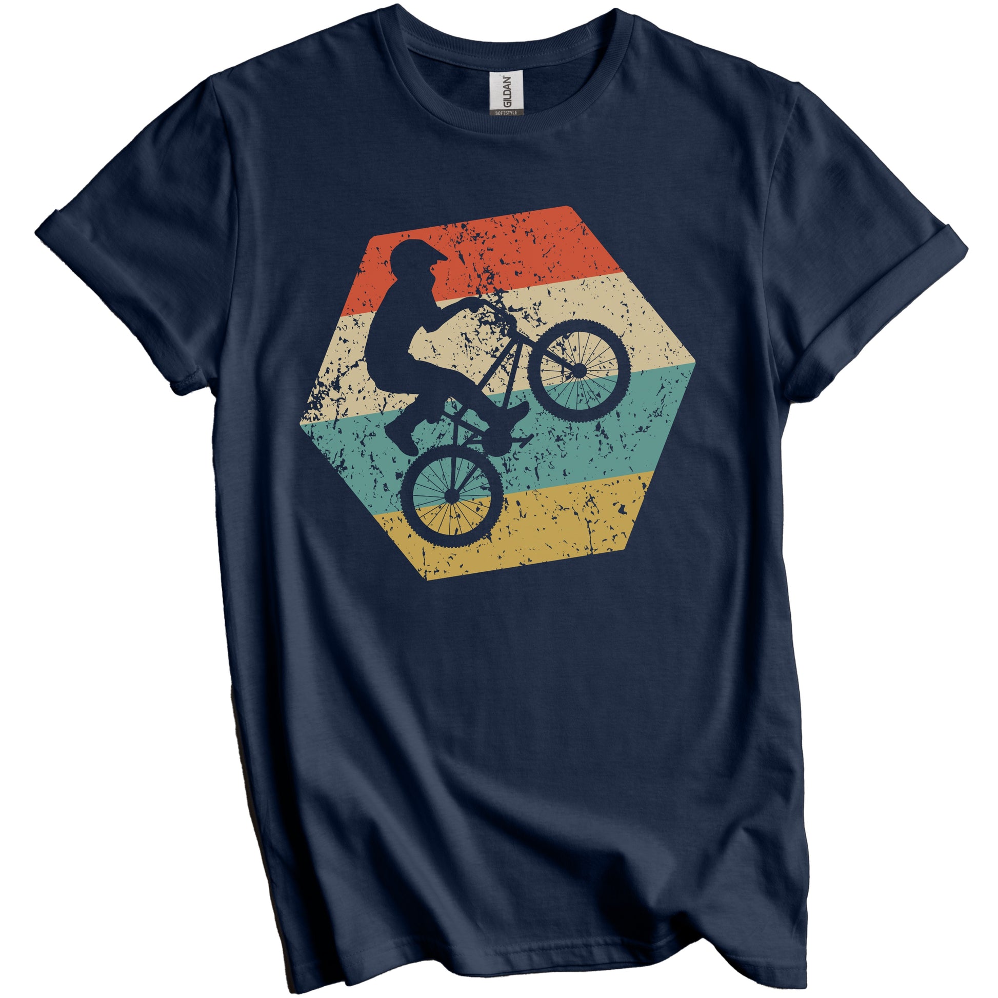 BMX Bike Retro Distressed Hexagon BMX Rider T-Shirt