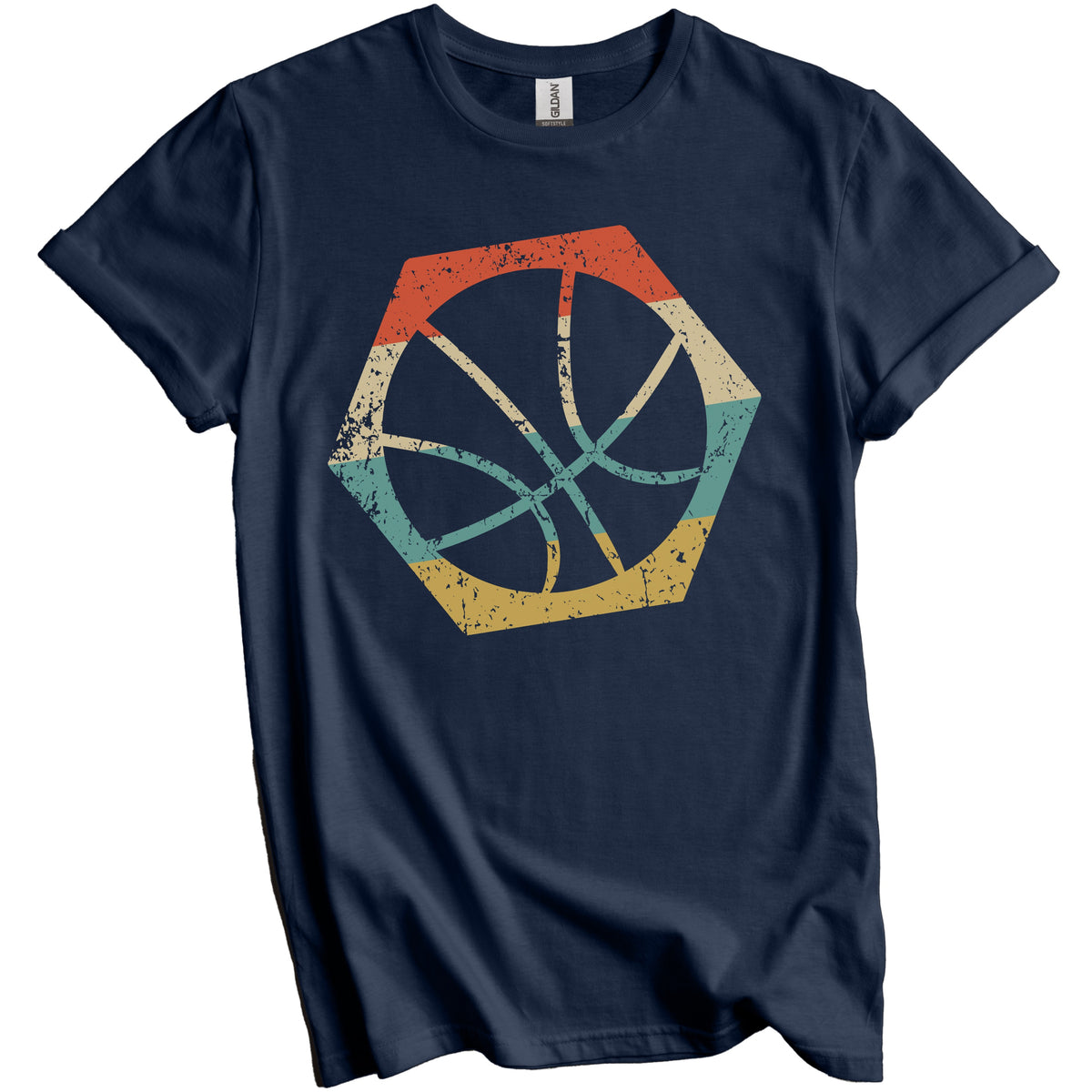 Basketball Retro Distressed Hexagon Ball T-Shirt