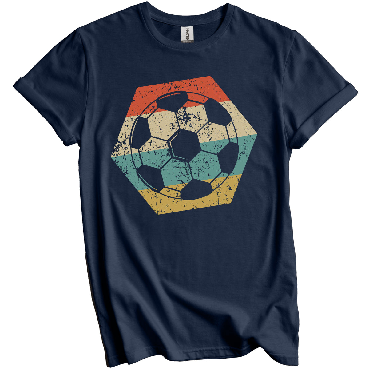 Soccer Retro Distressed Hexagon Ball T-Shirt