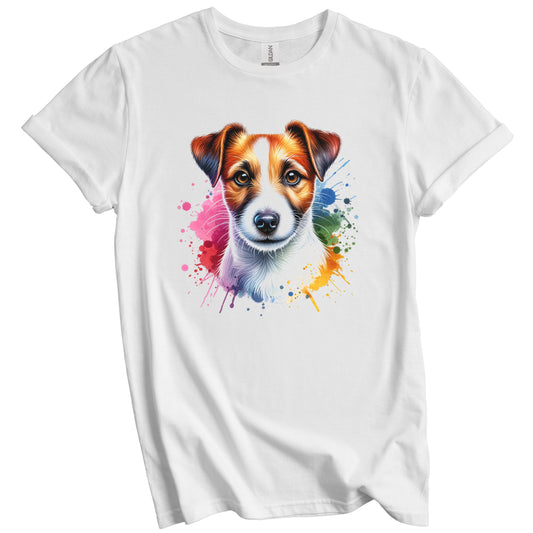 Jack Russell Terrier Rainbow Watercolor Portrait Dog Lover T-Shirt - Jack Russell Gift