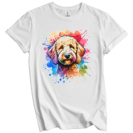 Labradoodle Rainbow Watercolor Portrait Dog Lover T-Shirt - Labradoodle Gift