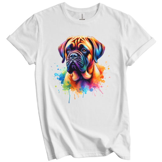 Mastiff Rainbow Watercolor Portrait Dog Lover T-Shirt - Mastiff Gift