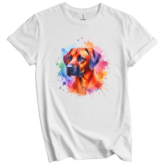 Rhodesian Ridgeback Rainbow Watercolor Portrait Dog Lover T-Shirt - Rhodesian Ridgeback Gift