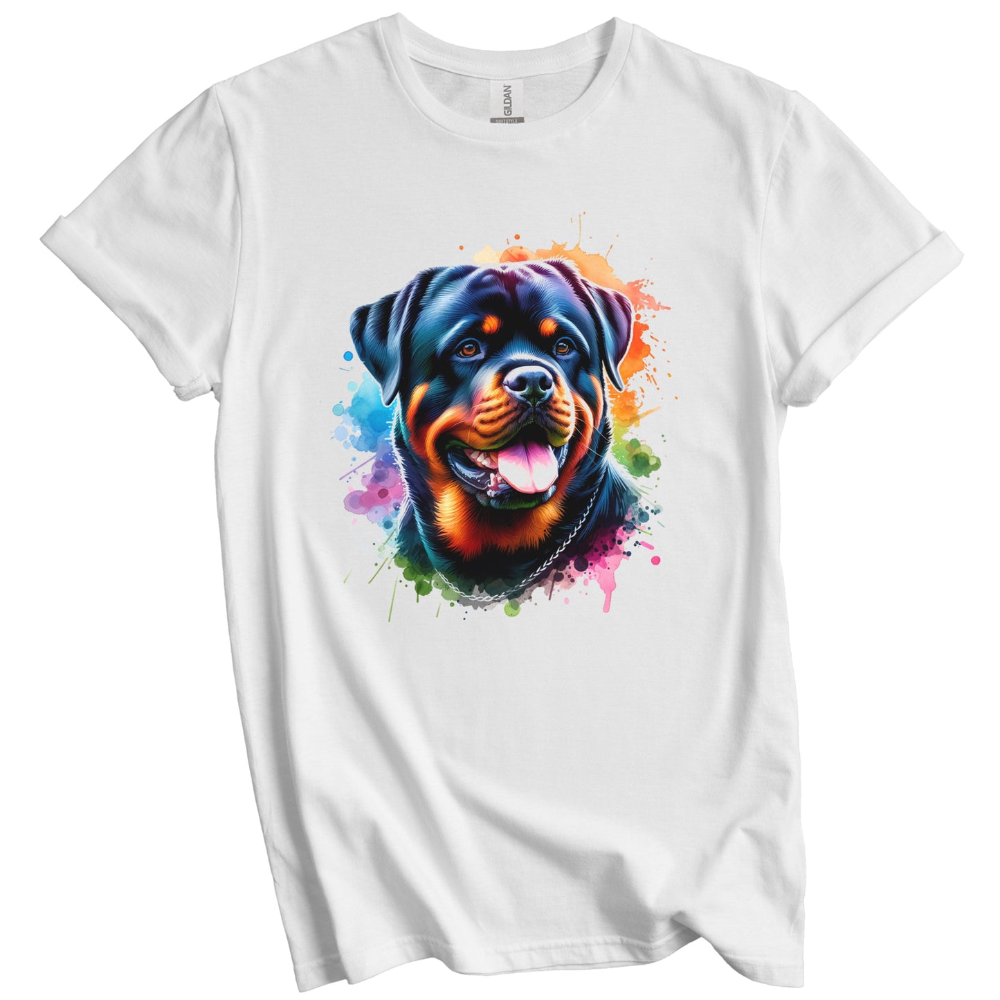 Rottweiler Rainbow Watercolor Portrait Dog Lover T-Shirt - Rottweiler Gift