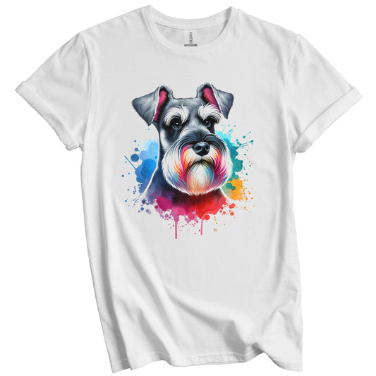 Schnauzer Rainbow Watercolor Portrait Dog Lover T-Shirt - Schnauzer Gift
