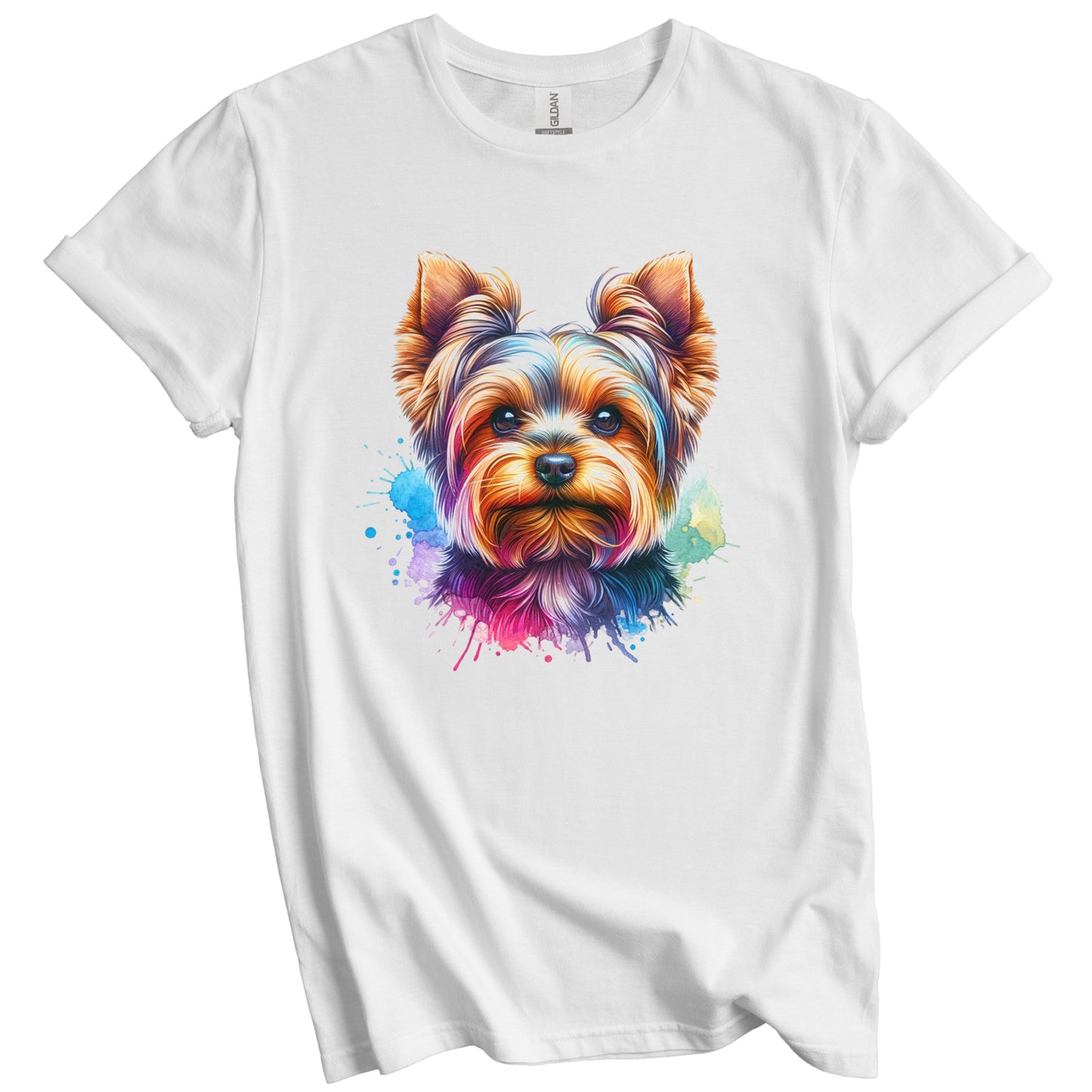 Yorkshire Terrier Rainbow Watercolor Portrait Dog Lover T-Shirt - Yorkie Gift