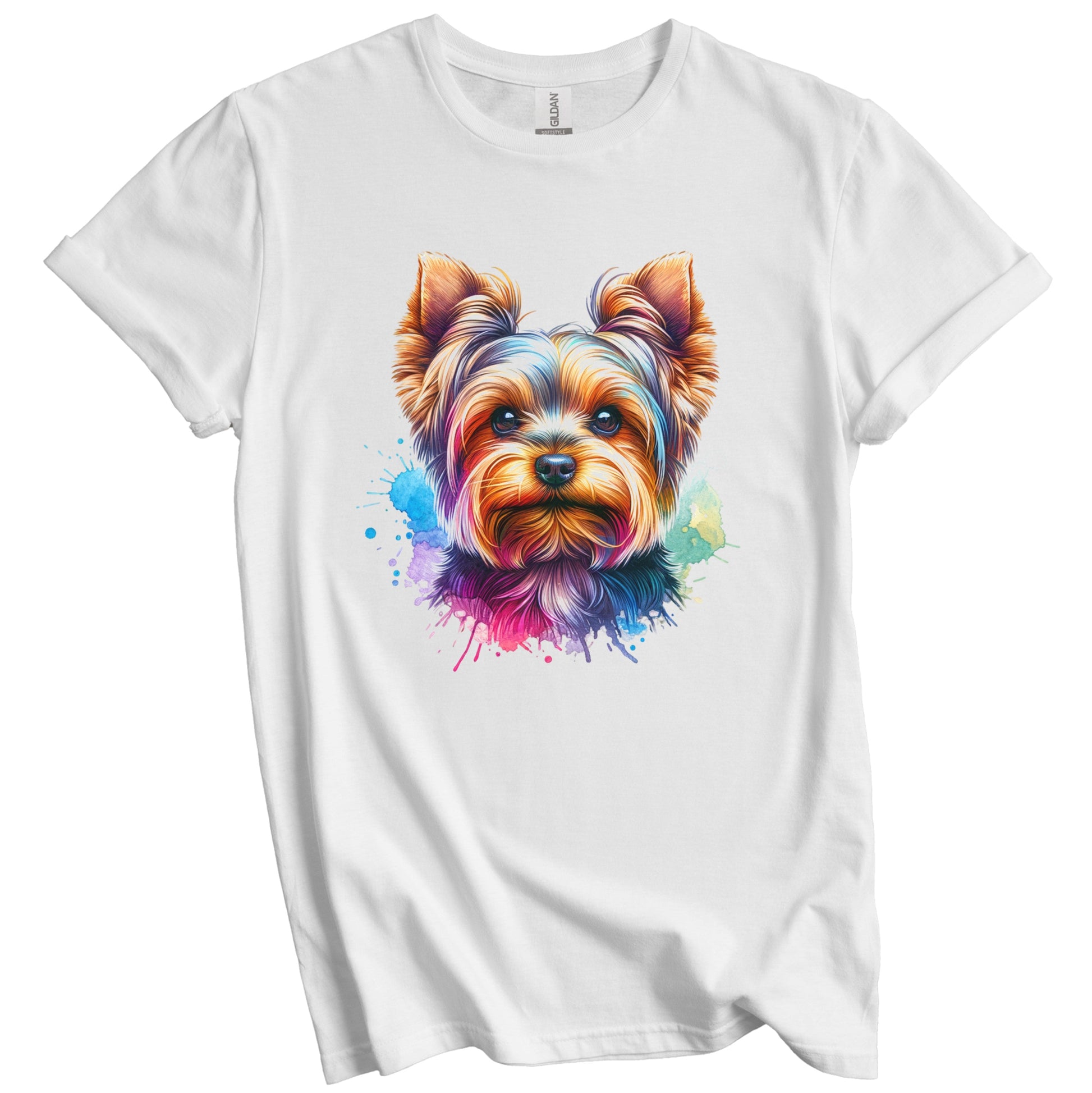 Yorkshire Terrier Rainbow Watercolor Portrait Dog Lover T-Shirt - Yorkie Gift