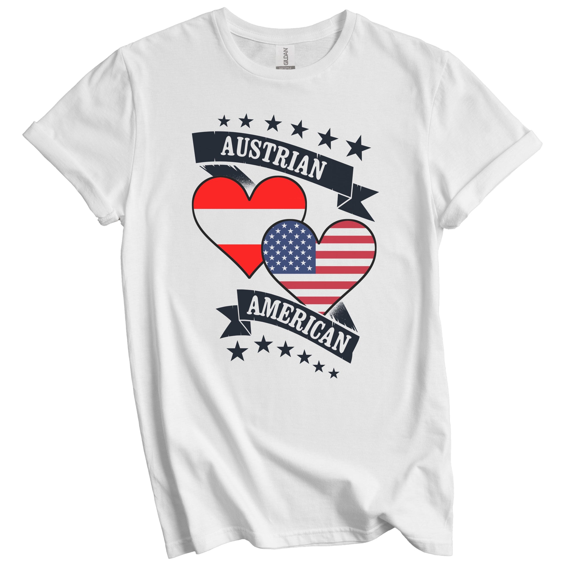 Austrian American Heart Flags Austria America T-Shirt