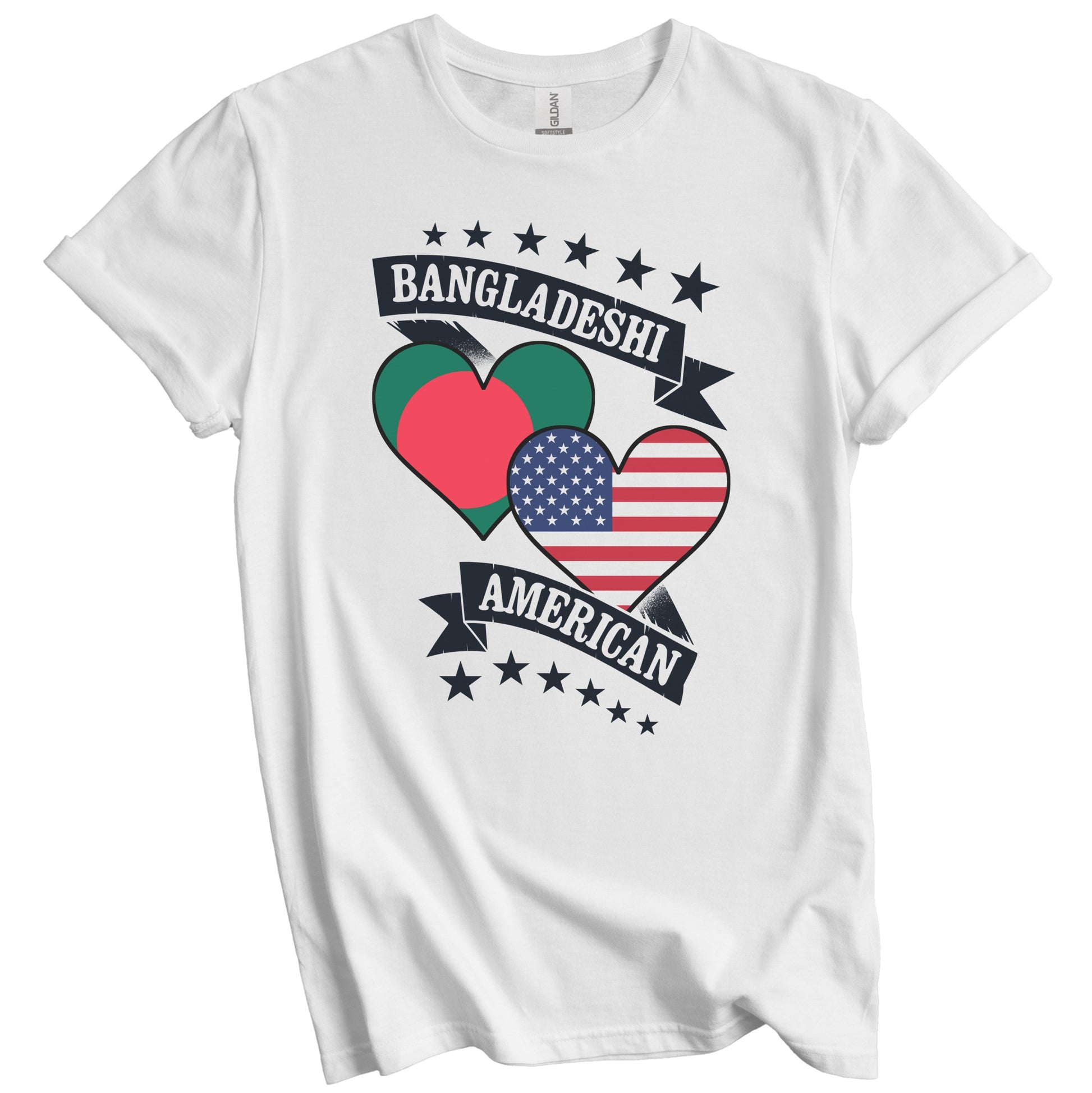 Bangladeshi American Heart Flags Bangladesh America T-Shirt
