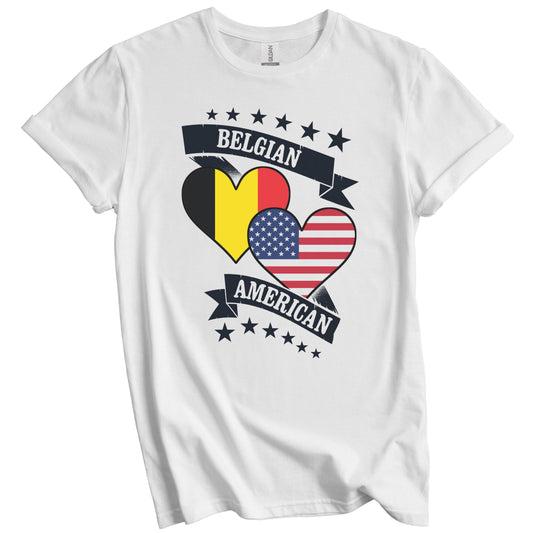 Belgian American Heart Flags Belgium America T-Shirt