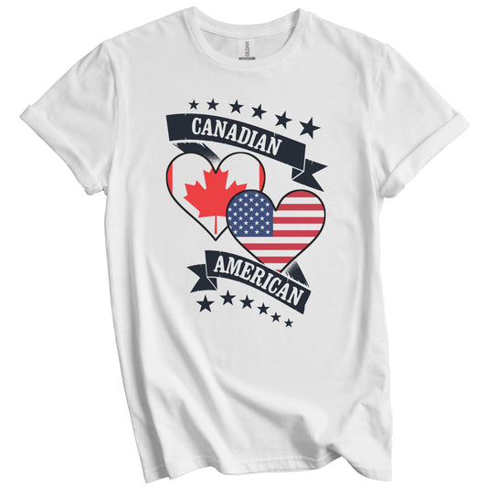 Canadian American Heart Flags Canada America T-Shirt