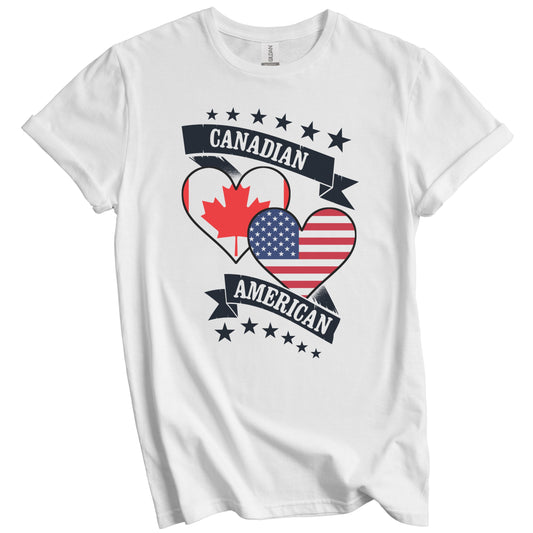 Canadian American Heart Flags Canada America T-Shirt