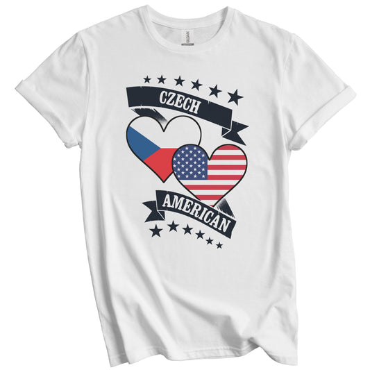 Czech American Heart Flags Czech Republic America T-Shirt