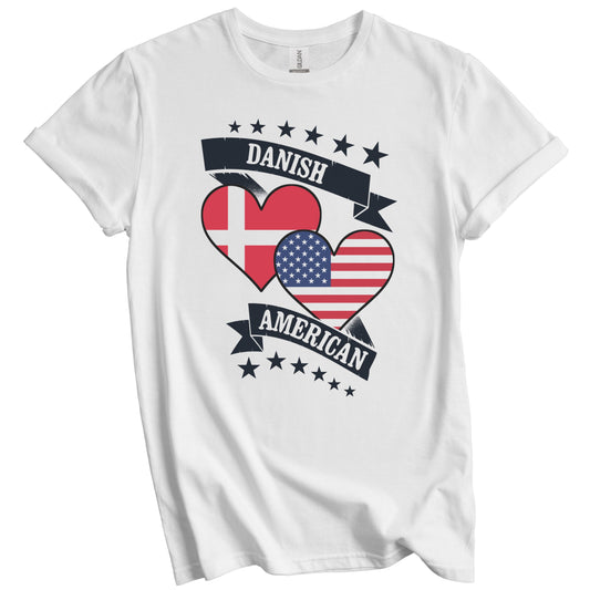 Danish American Heart Flags Denmark America T-Shirt