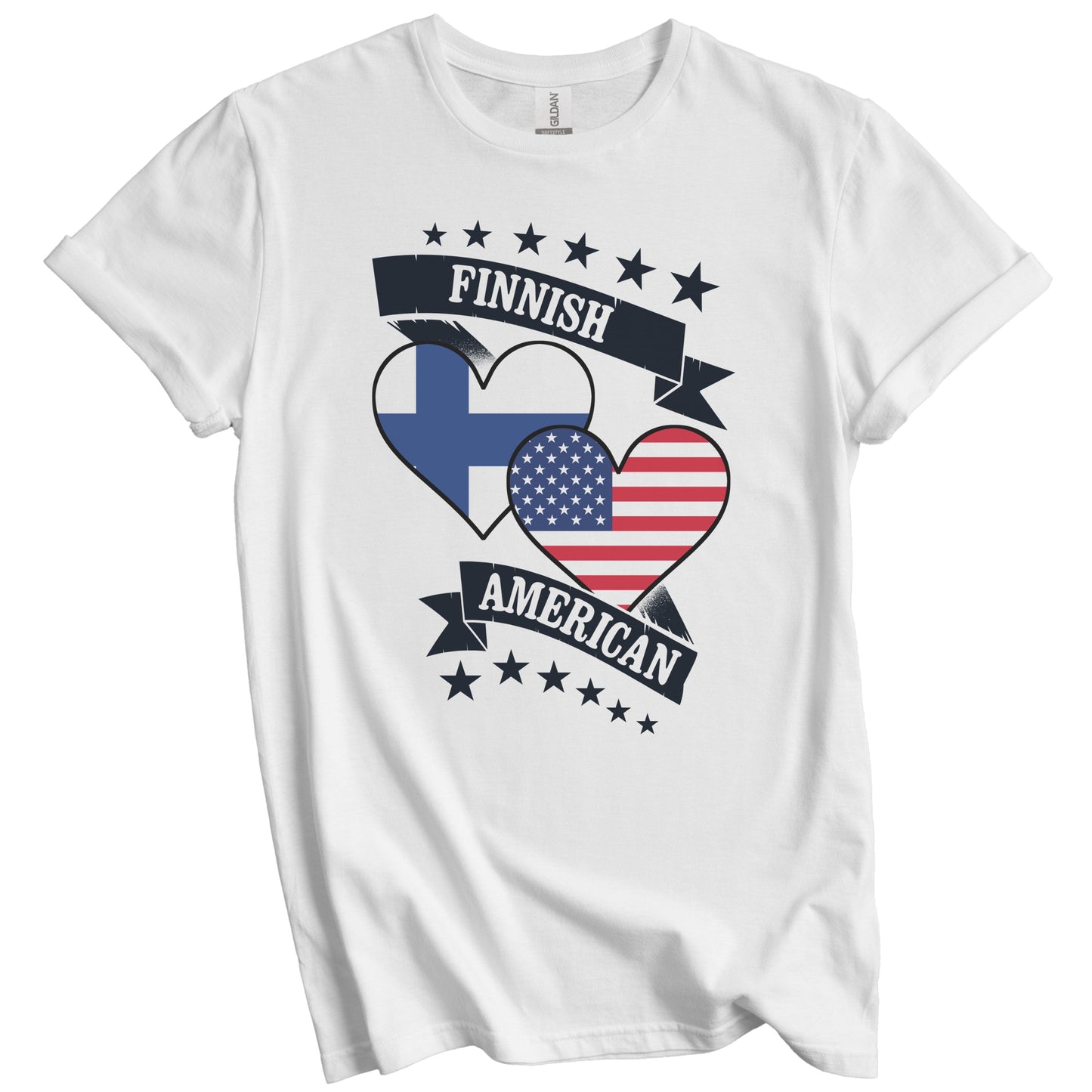 Finnish American Heart Flags Finland America T-Shirt