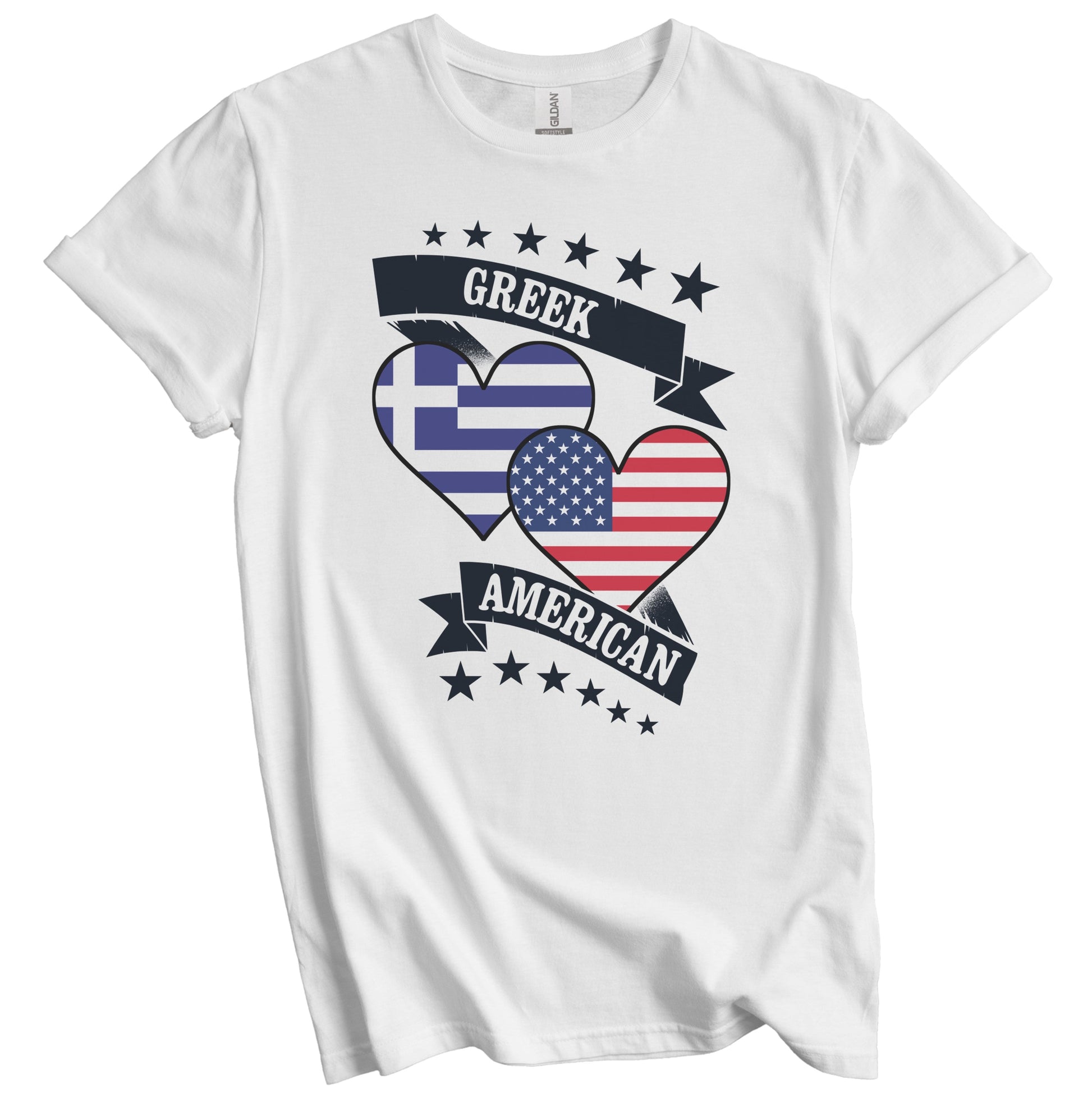 Greek American Heart Flags Greece America T-Shirt