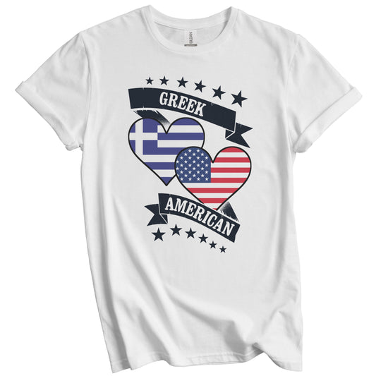 Greek American Heart Flags Greece America T-Shirt