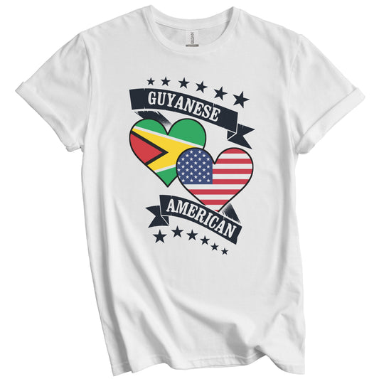 Guyanese American Heart Flags Guyana America T-Shirt