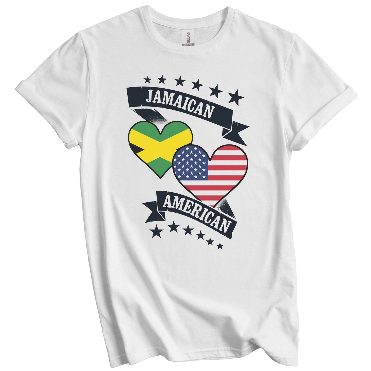 Jamaican American Heart Flags Jamaica America T-Shirt