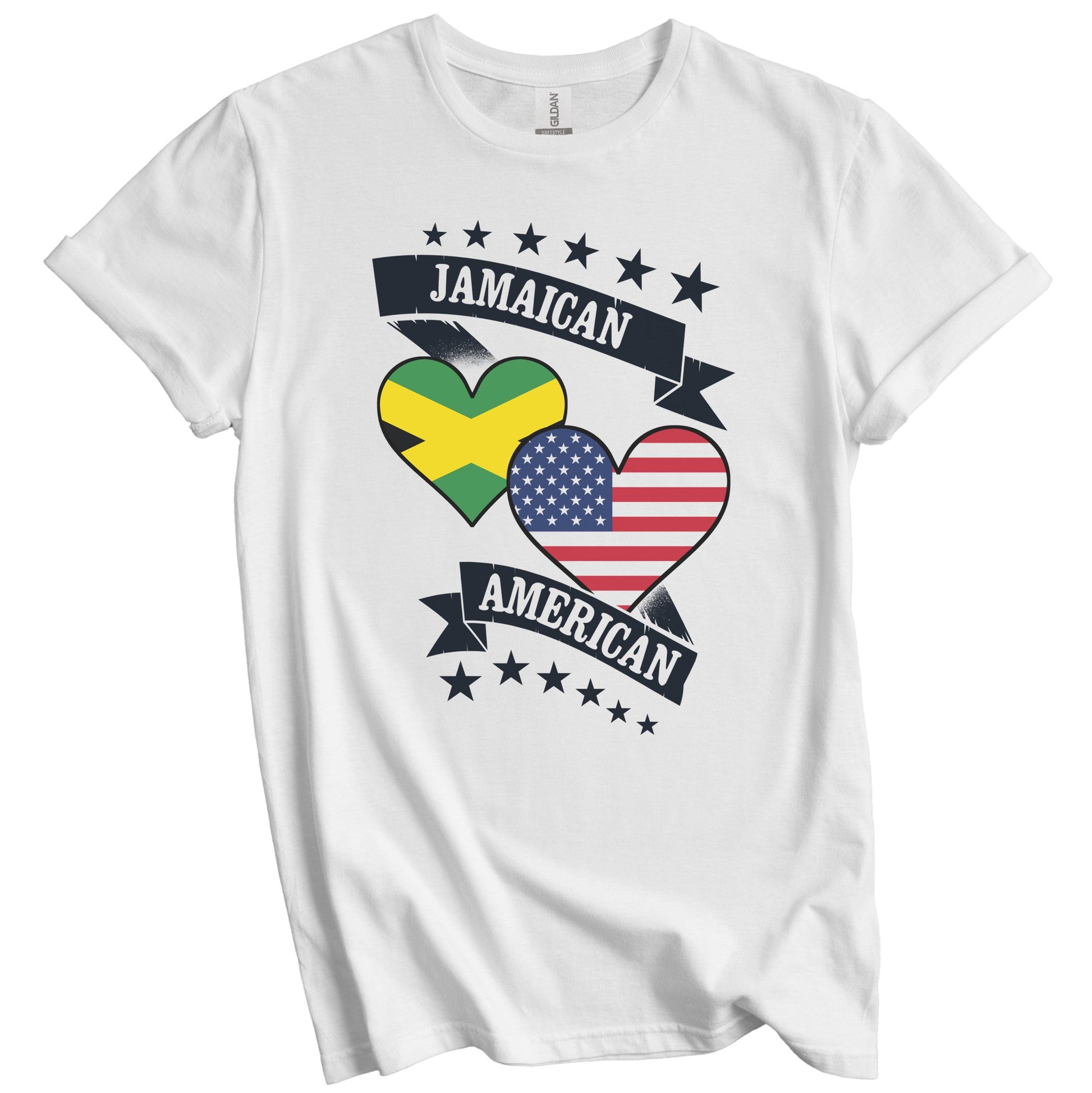 Jamaican American Heart Flags Jamaica America T-Shirt
