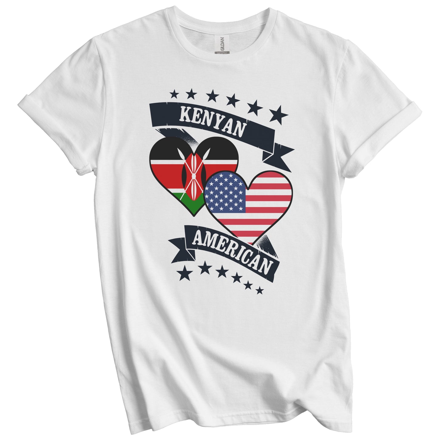 Kenyan American Heart Flags Kenya America T-Shirt
