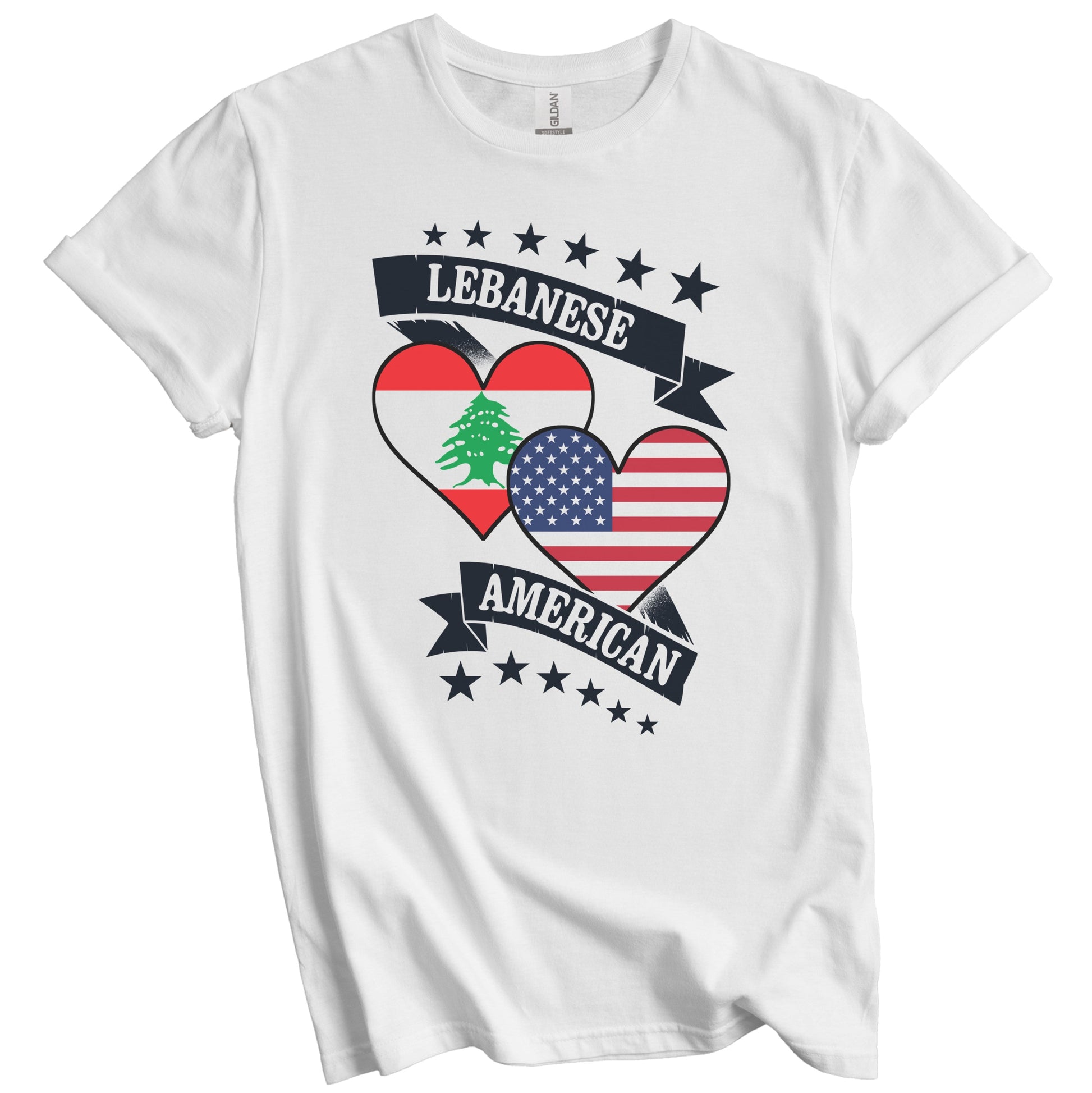 Lebanese American Heart Flags Lebanon America T-Shirt