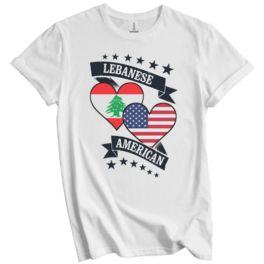 Lebanese American Heart Flags Lebanon America T-Shirt