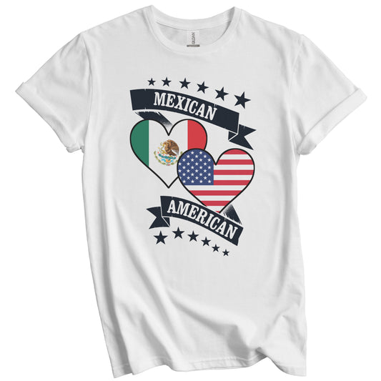 Mexican American Heart Flags Mexico America T-Shirt