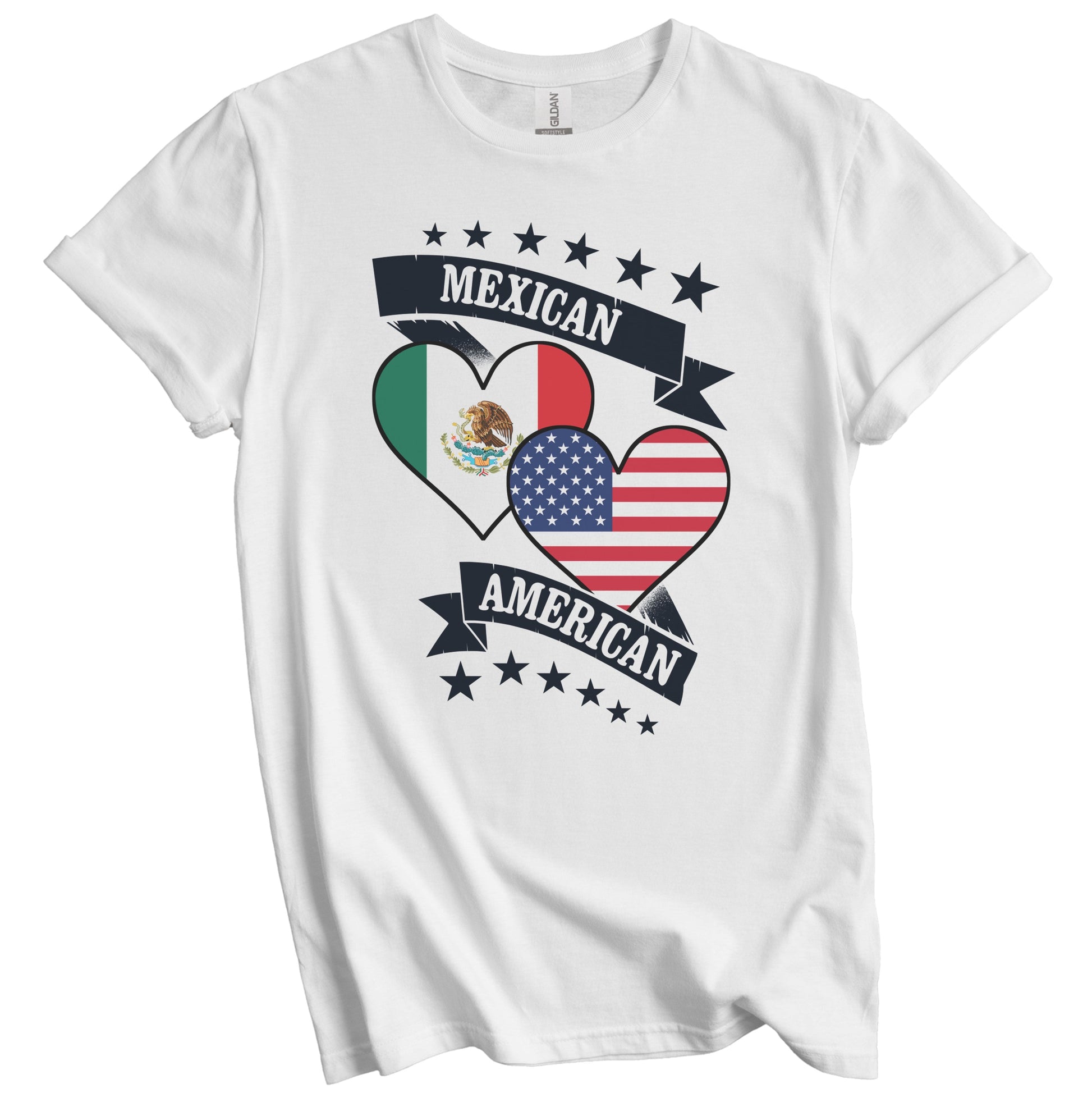 Mexican American Heart Flags Mexico America T-Shirt