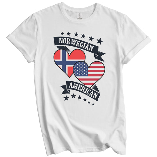 Norwegian American Heart Flags Norway America T-Shirt