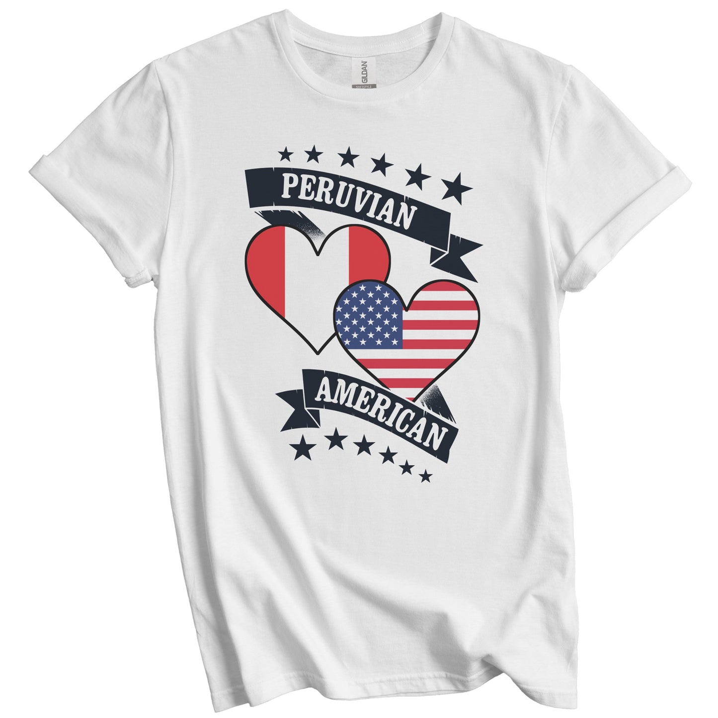 Peruvian American Heart Flags Peru America T-Shirt