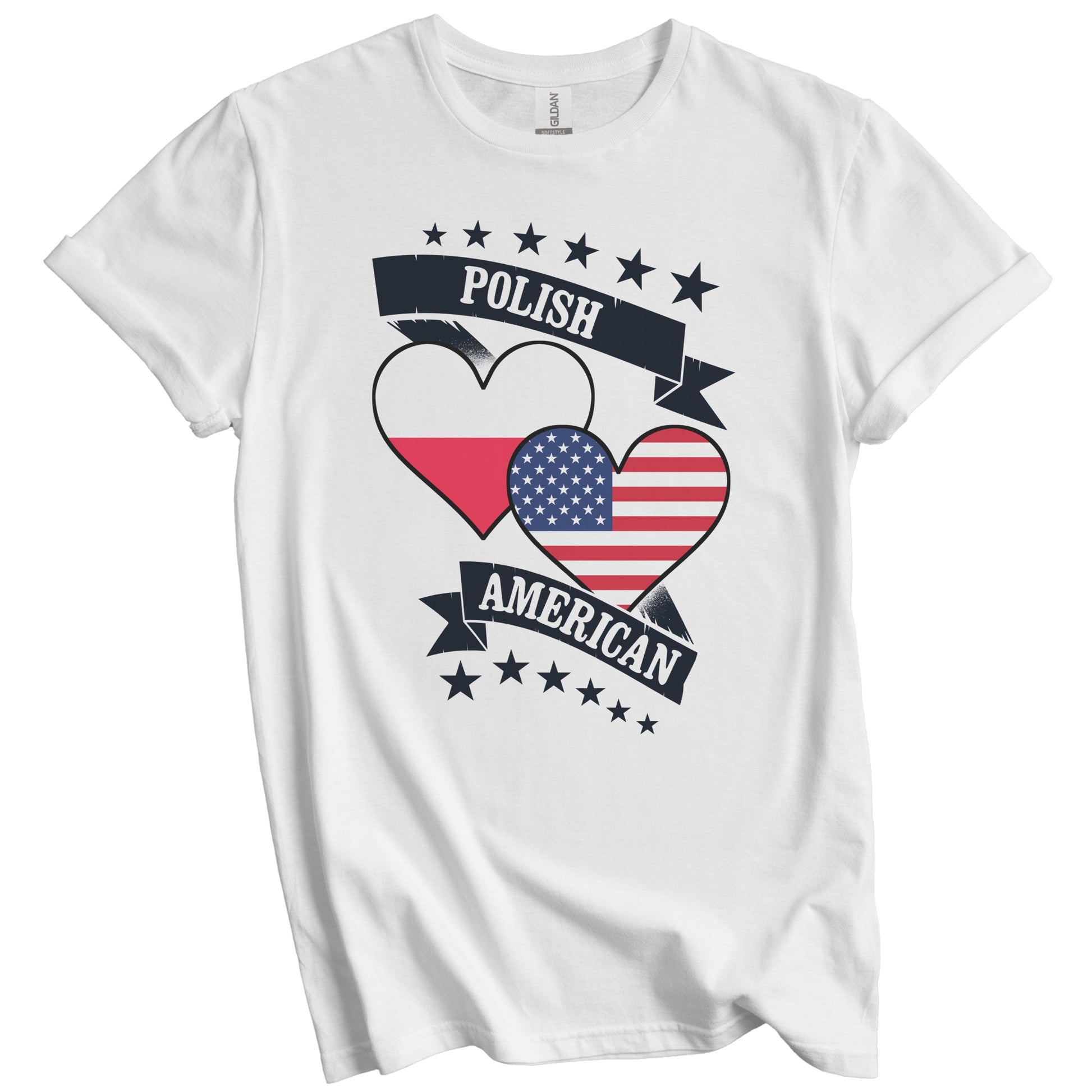 Polish American Heart Flags Poland America T-Shirt