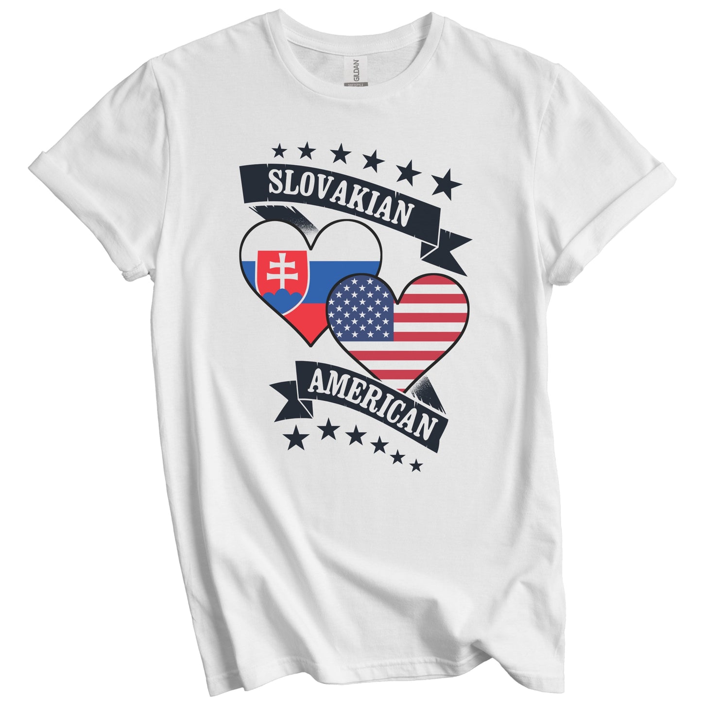 Slovakian American Heart Flags Slovakia America T-Shirt
