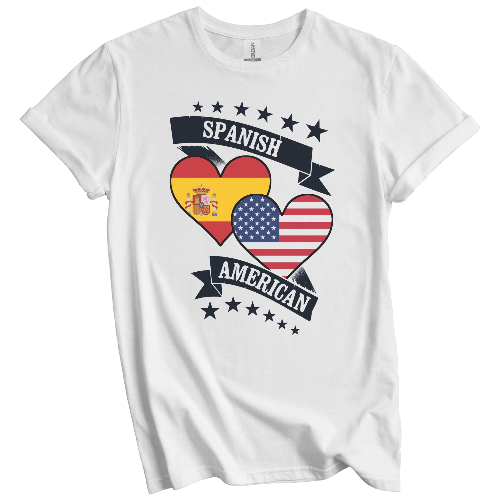 Spanish American Heart Flags Spain America T-Shirt