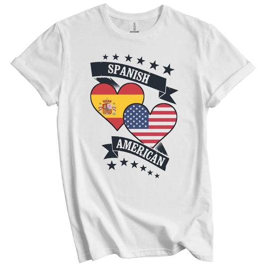 Spanish American Heart Flags Spain America T-Shirt