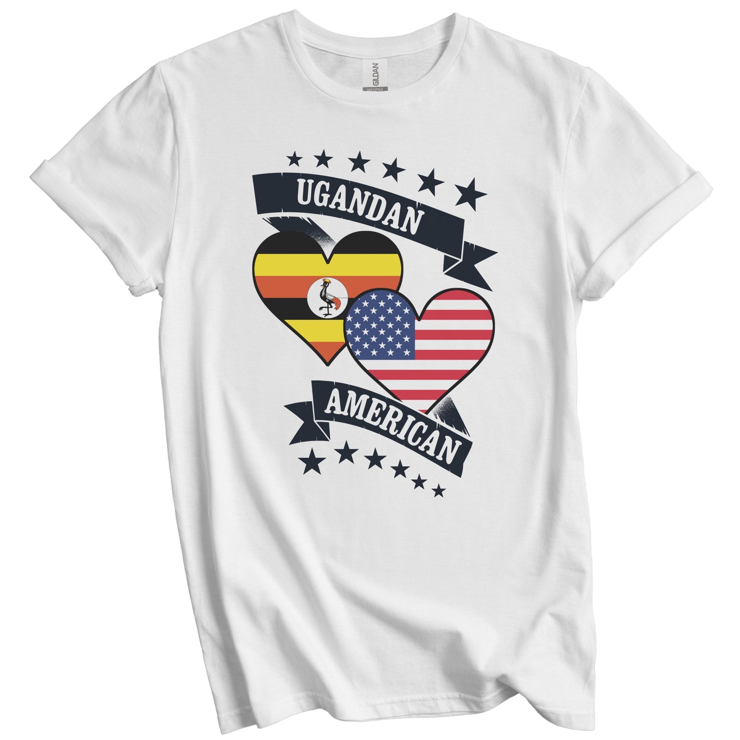 Ugandan American Heart Flags Uganda America T-Shirt