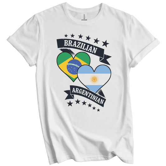 Brazilian Argentinian Heart Flags Brazil Argentina T-Shirt