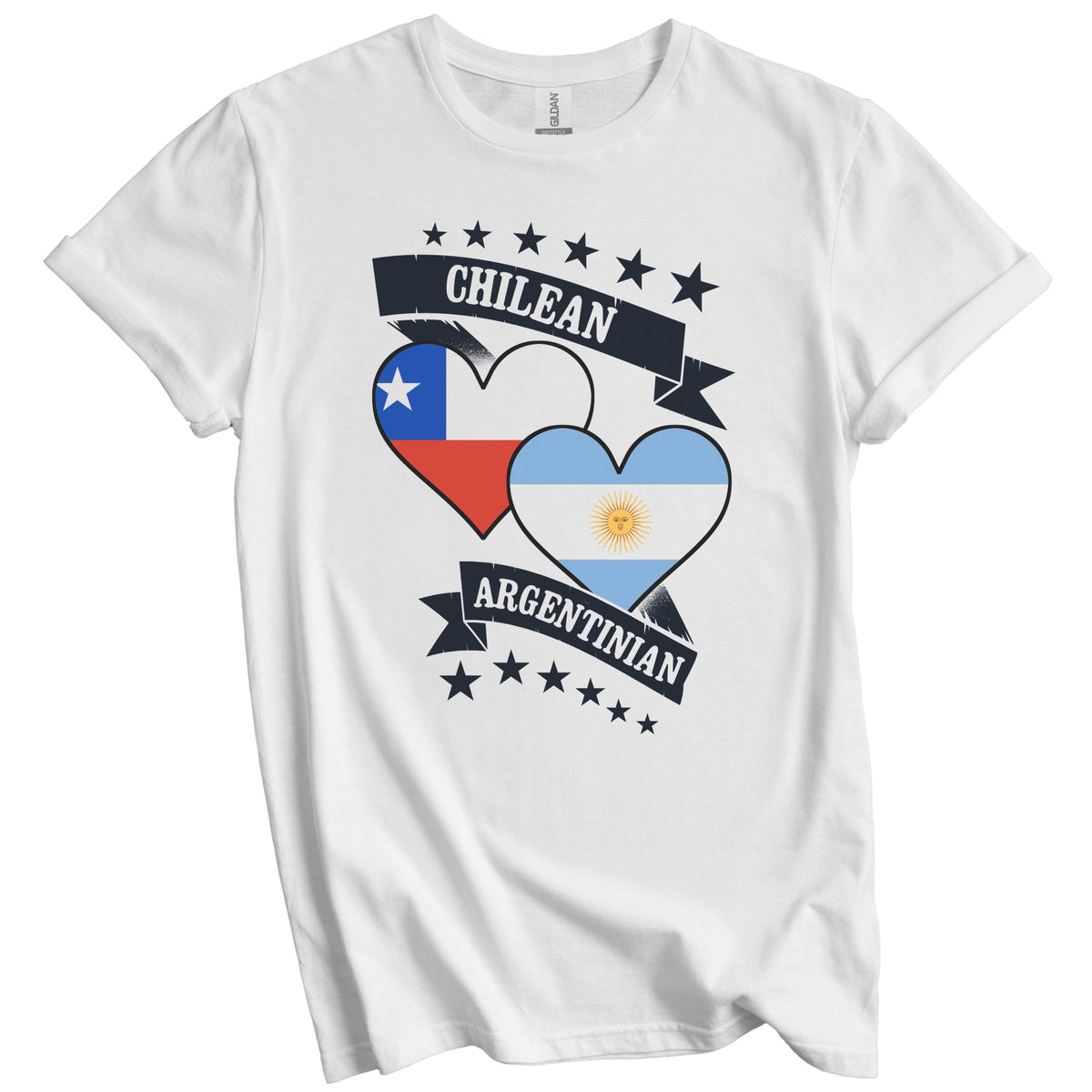 Chilean Argentinian Heart Flags Chile Argentina T-Shirt