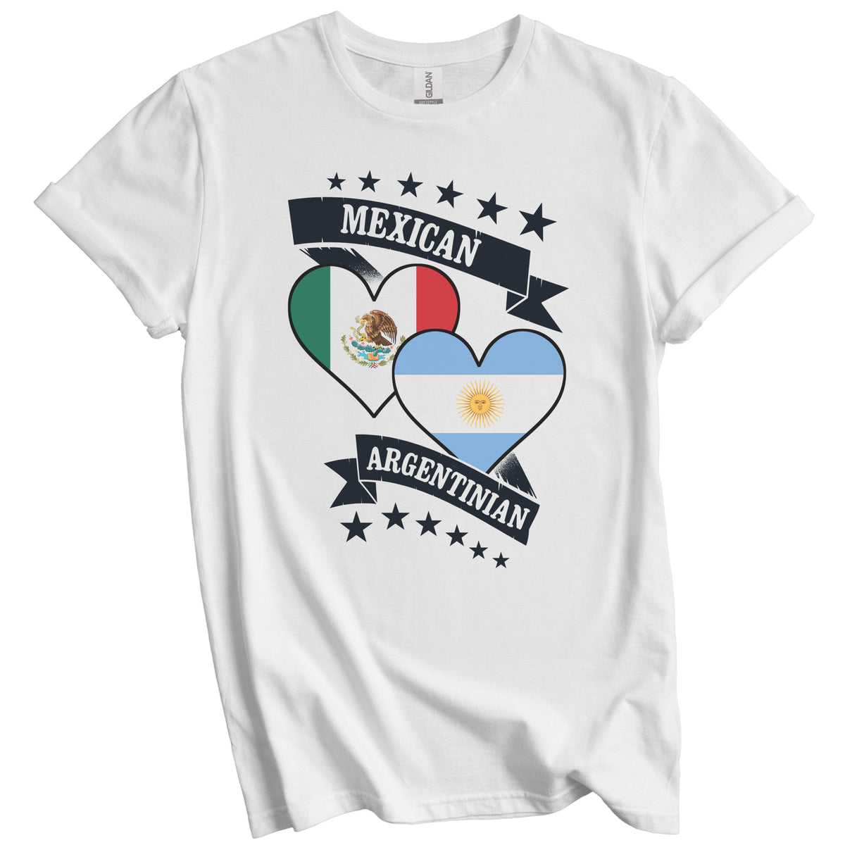 Mexican Argentinian Heart Flags Mexico Argentina T-Shirt