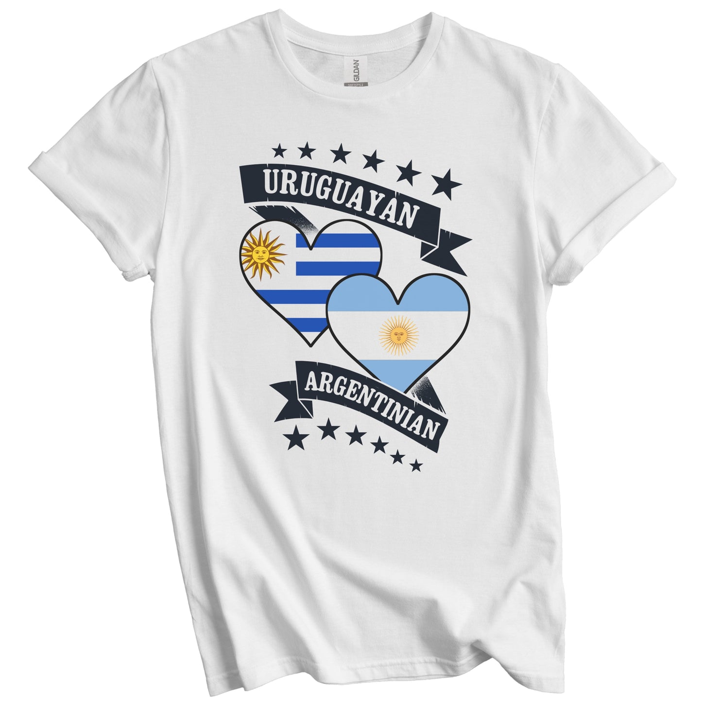 Uruguayan Argentinian Heart Flags Uruguay Argentina T-Shirt