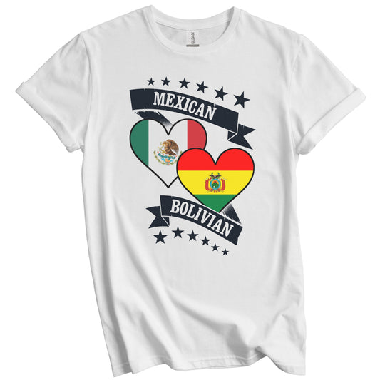 Mexican Bolivian Heart Flags Mexico Bolivia T-Shirt