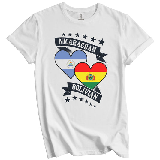 Nicaraguan Bolivian Heart Flags Nicaragua Bolivia T-Shirt