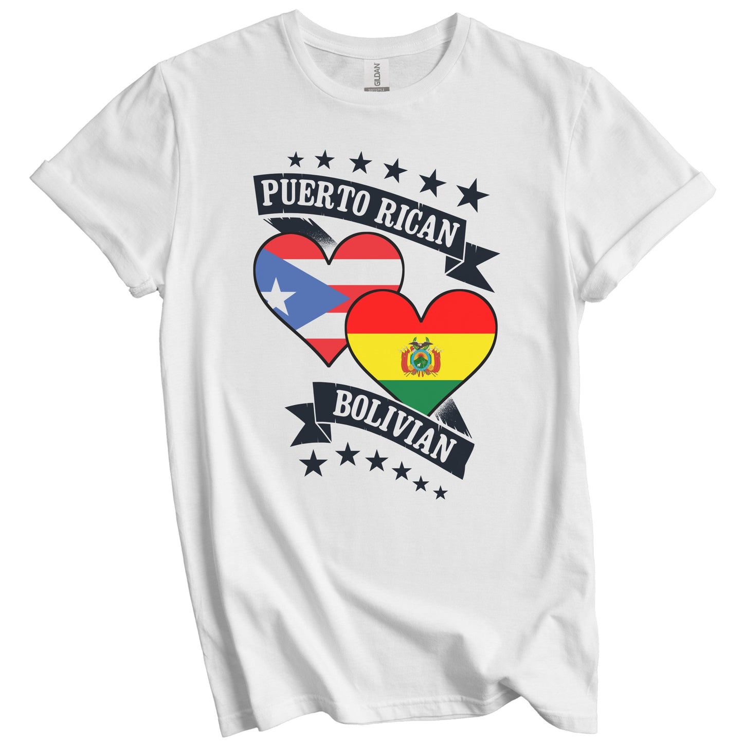 Puerto Rican Bolivian Heart Flags Puerto Rico Bolivia T-Shirt