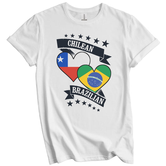 Chilean Brazilian Heart Flags Chile Brazil T-Shirt