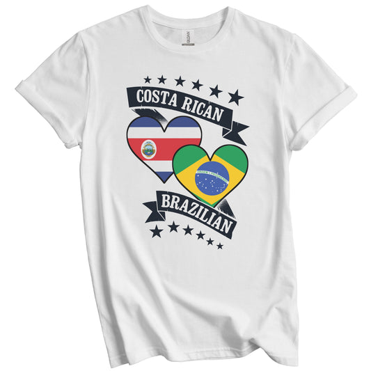 Costa Rican Brazilian Heart Flags Costa Rica Brazil T-Shirt