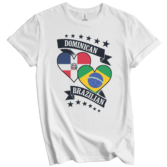 Dominican Brazilian Heart Flags Dominican Republic Brazil T-Shirt
