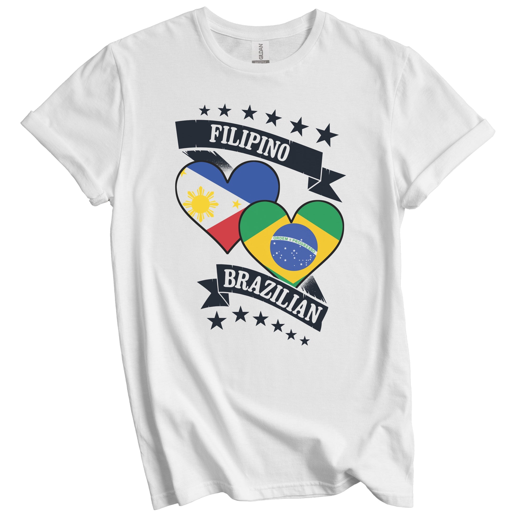 Filipino Brazilian Heart Flags Philippines Brazil T-Shirt