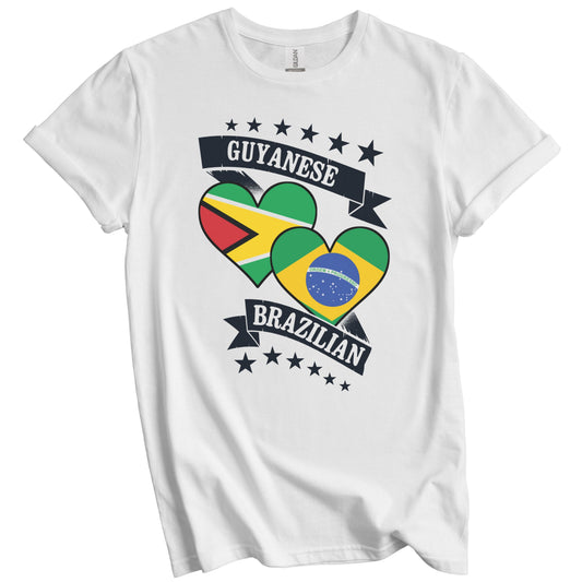 Guyanese Brazilian Heart Flags Guyana Brazil T-Shirt
